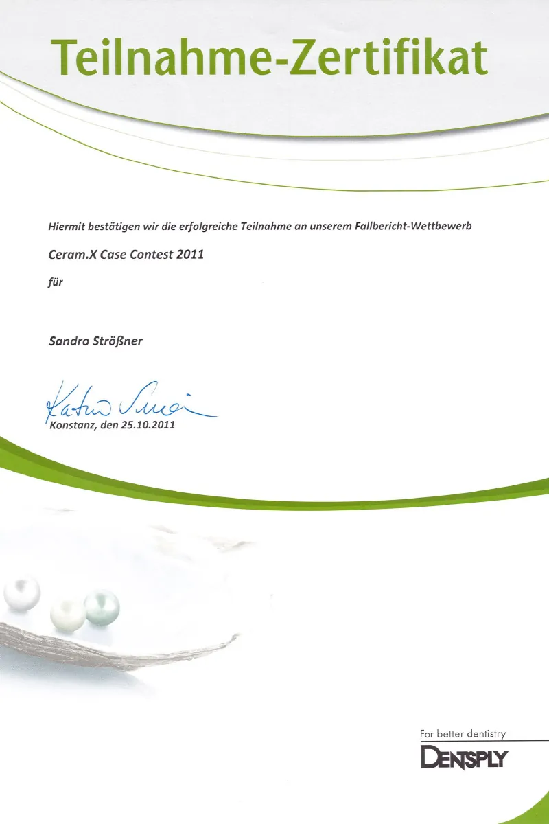 Zertifikat: Ceram.X Case Contest 2011 – Fallbericht-Wettbewerb