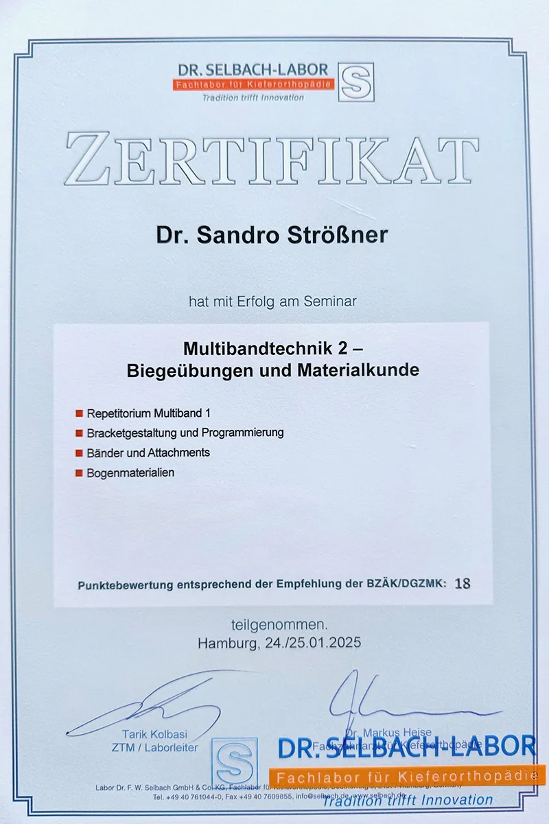Zertifikat: Multibandtechnik 2 – Biegeübungen und Materialkunde